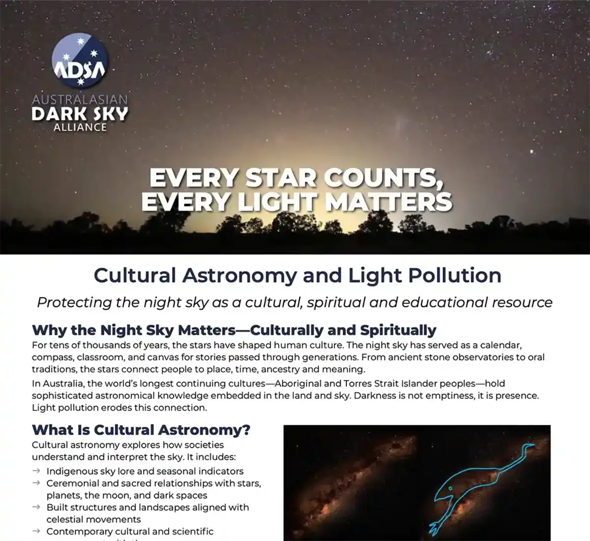 Australasian Dark Sky Alliance - Every Star Counts Toolkit - Included with membership