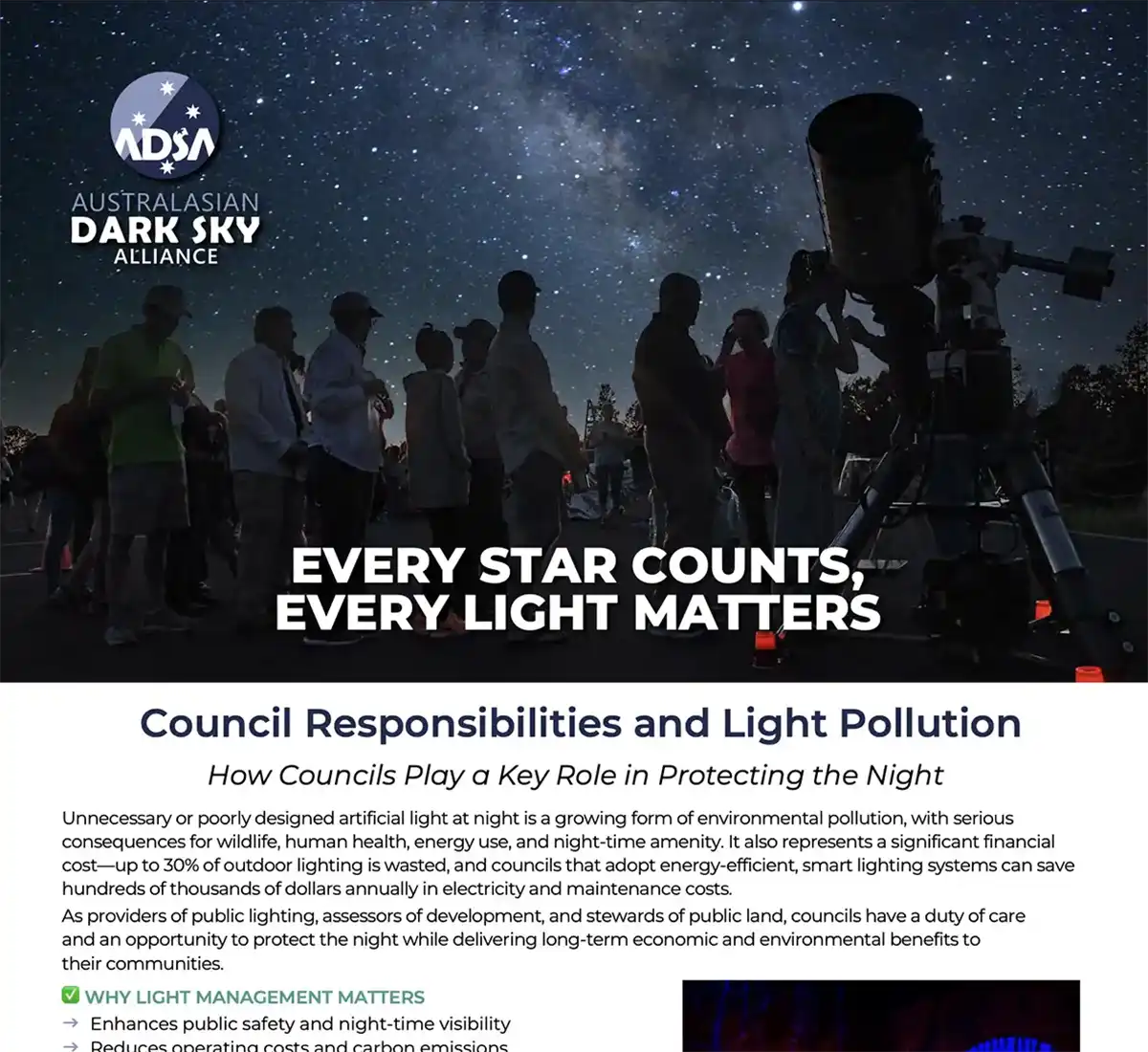 Australasian Dark Sky Alliance - Every Star Counts Toolkit - Included with membership